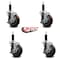 Service Caster 4'' Maroon Poly Swivel 1'' Expanding Stem Caster Set with Brake, 4PK SCC-EX20S414-PPUB-MRN-TLB-1-4 - alternate 4